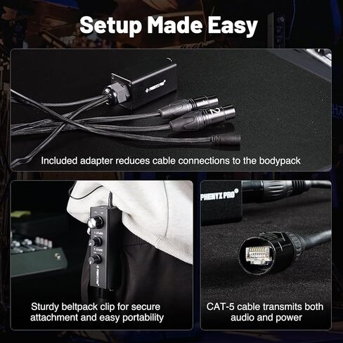 Phenyx Pro Dual-Channel Wired in-Ear Monitor Amplifier, Portable IEM with 2 XLR Inputs, Stereo/Mono Mode, DC/2 AAA Batteries Power, Personal Headphone Amp for Stage, Bands, Live, Recording (PWM-10) in Saudi Arabia