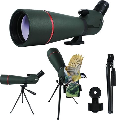 نطاق اكتشاف عالي الدقة 25-75x80 - BAK4 بريزم مملوء بالنيتروجين مع محول الهاتف، وحقيبة حمل للتصويب على الهدف، والصيد، ومشاهدة الطيور، ومشاهدة الحياة البرية - تلسكوب مقاوم للماء للضفدع in Kuwait