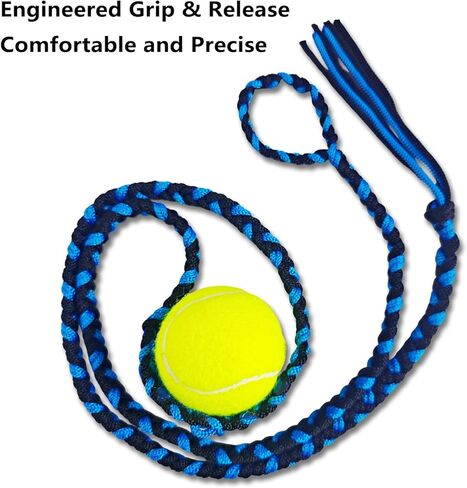 Paracord Handwoven 6-Strand Braided Shepherd Sling - Throwing Tool for Stones & Tennis Balls | Balearic Style Rock Launcher for Adults | Durable Design（Black Blue in Saudi Arabia