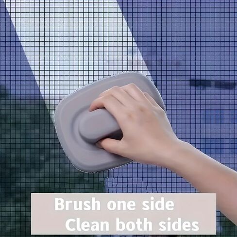 1pc Multi-Functional Mesh Screen Cleaning Brush Portable Durable Plastic Handle Window Sofa Wall Carpet Universal Cleaning Tool, Gray in Saudi Arabia