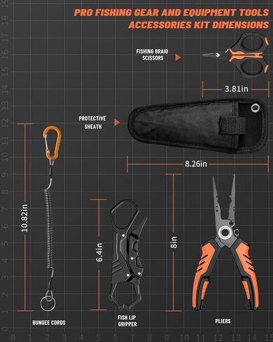 5Pcs Fishing Tool Kit, Corrosion Resistant Fishing Pliers with Lanyard, Floating Fish Lip Gripper, Braid Scissors, Fishing Gear Set, Ideal Fishing Accessories & Gifts for Men, Fishermen in Saudi Arabia
