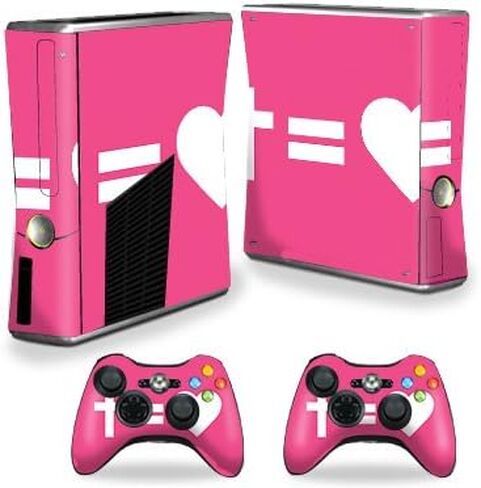 MightySkins Skin Compatible with X-Box 360 Xbox 360 S Console - Cross Equals Love Pink | Protective, Durable, and Unique Vinyl wrap Cover | Easy to Apply, Remove, and Change Styles | Made in The USA in Saudi Arabia