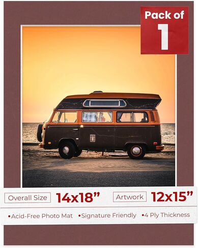 14x18 Mat Bevel Cut for 12x15 Photos - Acid Free Brick Red Precut Matboard - For Pictures, Photos, Framing - 4-ply Thickness in Saudi Arabia