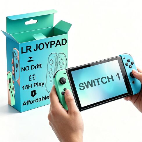 Switch Controller Replacement,Wireless Switch Remote with Hall Joystick No Drift,Support Dual Vibration,6 Axis Gyro,Motion Control,Wake up,15 Hours Playtime for Switch1,OLED,Lite,No NFC,Blue Green in Saudi Arabia