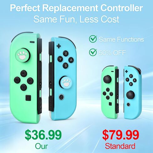 Switch Controller Replacement,Wireless Switch Remote with Hall Joystick No Drift,Support Dual Vibration,6 Axis Gyro,Motion Control,Wake up,15 Hours Playtime for Switch1,OLED,Lite,No NFC,Blue Green in Saudi Arabia