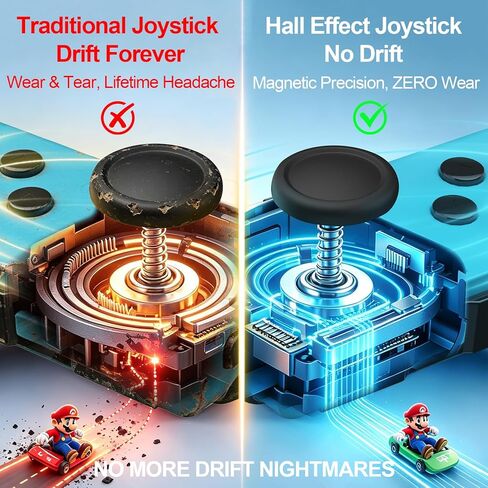 Switch Controller Replacement,Wireless Switch Remote with Hall Joystick No Drift,Support Dual Vibration,6 Axis Gyro,Motion Control,Wake up,15 Hours Playtime for Switch1,OLED,Lite,No NFC,Blue Green in Saudi Arabia