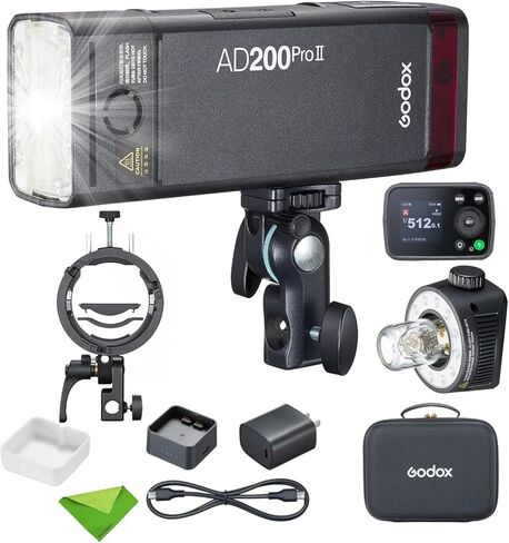 GODOX AD200 Pro II AD200ProII with S3 Speedlite Bracket 200Ws 2.4G TTL Flash Strobe, 500 Full Power Flashes, Recycle Time Approx.0.01~1.8s Pocket Strobe Flash for Canon, Sony, Nikon, Fuji,etc in Saudi Arabia