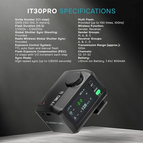 فلاش بوينت iT30Pro R2 TTL فلاش iFlash المحمول لكاميرا نيكون (أسود)، Godox N in Kuwait