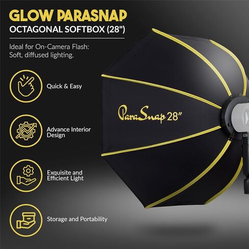 Flashpoint X100 TTL R2 على الكاميرا فلاش رأس مستدير Li-on لـ Fuji، مع توهج PS-B28K ParaSnap Octagonal Softbox (28 بوصة) in Kuwait