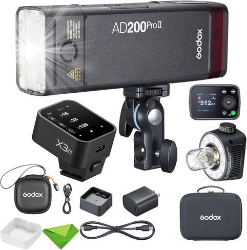 GODOX AD200 Pro II AD200ProII with X3 C Trigger 200Ws 2.4G TTL Flash Strobe, 500 Full Power Flashes, Recycle Time Approx.0.01~1.8s Pocket Strobe Flash for Canon, Sony, Nikon, etc(AD200Pro Upgraded) in Saudi Arabia