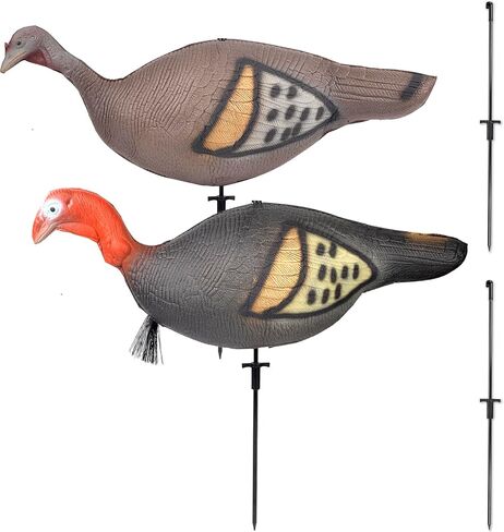 Turkey Decoy for Hunting - 2 Pack Turkey Decoys with Collapsible Stake, Foldable Lightweight Hen Decoys, Funky Jake Decoy, Realistic Fan Decoy, Hunting Gear Accessories for Field, Forest & Outdoor in Saudi Arabia