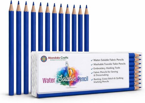 Mandala Crafts 12 Gray Water Soluble Pencils for Fabric Marking - Washable Fabric Pencil for Sewing - Quilting Embroidery Tailor Dressmaker Sewing Pencil for Fabric in Saudi Arabia