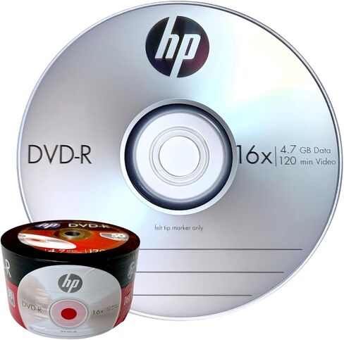 HP DVD-R Blank Recordable Disc 16X 4.7GB , Logo, 50 Pieces in Saudi Arabia