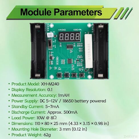 XH-M240 جهاز اختبار السعة 18650 وحدة اختبار قدرة بطارية الليثيوم مع شاشة LCD رقمية لقياس MAh MWh in Kuwait