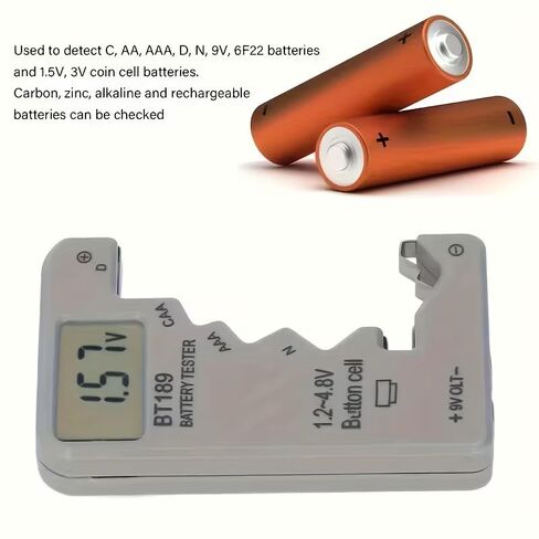 BT189 Digital Battery Tester with LCD Display – Battery Capacity Tester for AA AAA C D 9V Button Cell Batteries, Portable Battery Checker, Universal Household Battery Power Test Tool in Saudi Arabia
