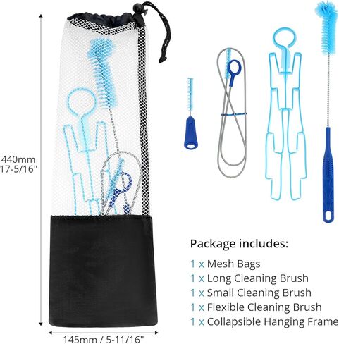 QWORK 4-Piece Hydration Bladder Cleaning Kit - Complete Backpack Reservoir Accessories Set with Brushes, Collapsible Drying Frame & Carrying Pouch in Saudi Arabia