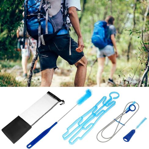 QWORK 4-Piece Hydration Bladder Cleaning Kit - Complete Backpack Reservoir Accessories Set with Brushes, Collapsible Drying Frame & Carrying Pouch in Saudi Arabia