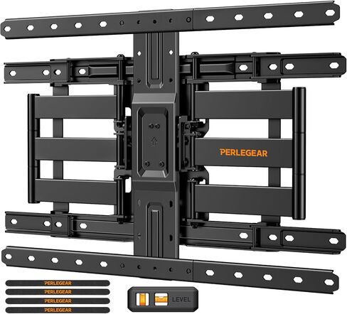 Perlegear Ultra Slim TV Wall Mount 1.1" Low Profile for 42-90" TVs, Fits 16"/24" Studs, Full Motion TV Mount Wall Bracket with Dual Articulating Arms, Swivel, Tilt, Max VESA 600x400mm, Holds 132lbs in Saudi Arabia