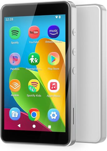 مشغل MP3 مع Spotify للأطفال، مشغل MP4 قائم على Android 14 مع متجر التطبيقات، أدوات الرقابة الأبوية، موسيقى Amazon، Libby، Audible، مشغل موسيقى 4.0 بوصة، سماعة أذن وبطاقة ذاكرة متضمنة (فضي) in Kuwait