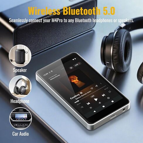 مشغل MP3 مع Spotify للأطفال، مشغل MP4 قائم على Android 14 مع متجر التطبيقات، أدوات الرقابة الأبوية، موسيقى Amazon، Libby، Audible، مشغل موسيقى 4.0 بوصة، سماعة أذن وبطاقة ذاكرة متضمنة (فضي) in Kuwait