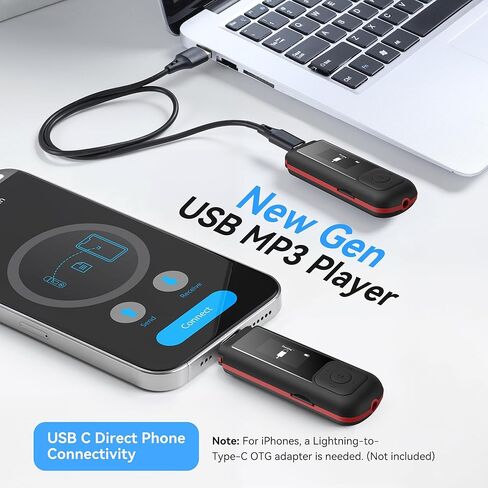 AGPTEK 64GB USB C MP3 Player, A55PL 2 in 1 Type-C & USB Stick Music Player Supports Replaceable AAA Battery, FM Radio, Recording in Saudi Arabia