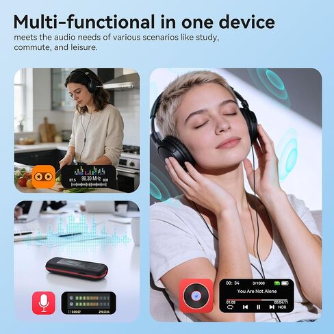 AGPTEK 64GB USB C MP3 Player, A55PL 2 in 1 Type-C & USB Stick Music Player Supports Replaceable AAA Battery, FM Radio, Recording in Saudi Arabia