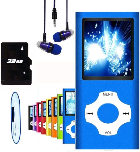 MP3 Player, Hotechs MP3 Music Player with 32GB Memory SD Card Slim Classic Digital LCD 1.82'' Screen MINI USB Port with FM Radio, Voice Record in Kuwait