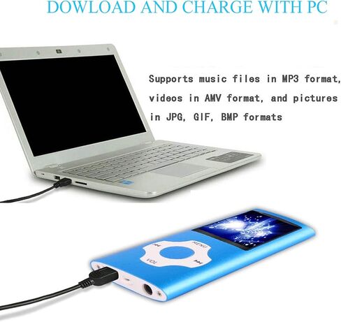 MP3 Player, Hotechs MP3 Music Player with 32GB Memory SD Card Slim Classic Digital LCD 1.82'' Screen MINI USB Port with FM Radio, Voice Record in Kuwait