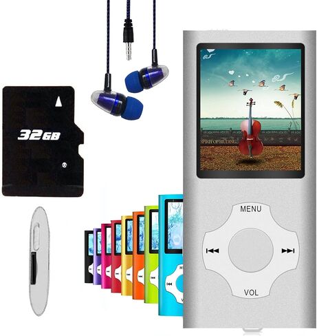 MP3 Player, Hotechs MP3 Music Player with 32GB Memory SD Card Slim Classic Digital LCD 1.82'' Screen MINI USB Port with FM Radio, Voice Record in Kuwait