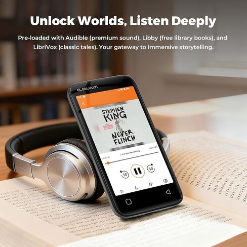 مشغل MP3 سعة 160 جيجابايت مع بلوتوث 5.0 وواي فاي، ومشغل موسيقى مع Spotify، Audible، Amazon Music، Pandora، Libby، Spotify Kids، مشغل MP4 Android بشاشة لمس 4 بوصة مع صوت HiFi (أسود لامع) in Kuwait