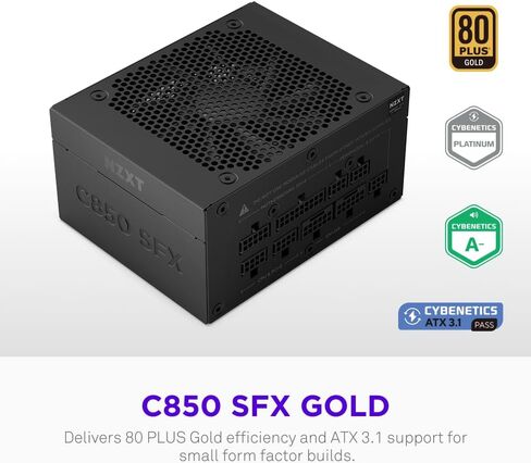 NZXT C850 SFX Gold - 850W SFX ATX 3.1 Power Supply - 80 Plus Gold - Cybenetics Platinum - Fully Modular - PCIe 5.1 600W 12V-2x6 - Japanese Capacitors - Black in Saudi Arabia