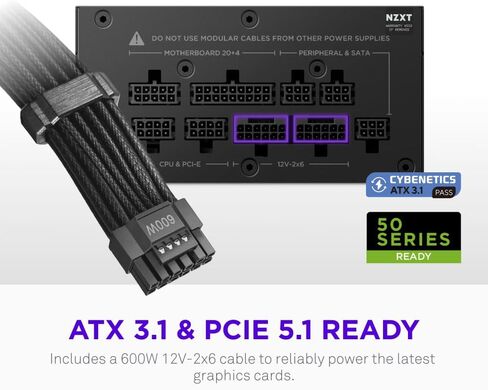 NZXT C850 SFX Gold - 850W SFX ATX 3.1 Power Supply - 80 Plus Gold - Cybenetics Platinum - Fully Modular - PCIe 5.1 600W 12V-2x6 - Japanese Capacitors - Black in Saudi Arabia