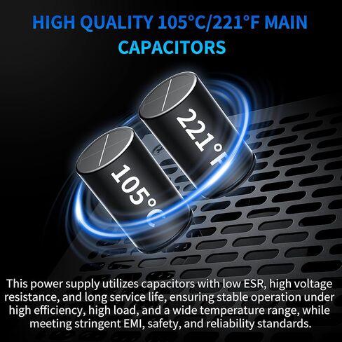 MUSETEX PC Power Supply 1000W، مزود طاقة ATX معياري كامل، ATX 3.1 وPCIE 5.0 مزود طاقة للألعاب، مكثفات رئيسية 105 درجة مئوية، مع كابل 12V-2x6، مروحة تبريد فائقة الهدوء 140 مم، PC PSU، (أسود) (MU1000) in Kuwait