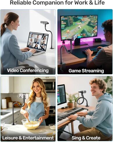 حامل كاميرا ويب مقاس 19 بوصة للمكتب، حامل كاميرا ذراع مرن معقوفة ومشبك طاولة كبير لـ Logitech BRIO 4K C920 C920s C922 C922x C925e C930 C930e C960 C615 NexiGo N60، خفيف بخيط 1/4 بوصة in Kuwait
