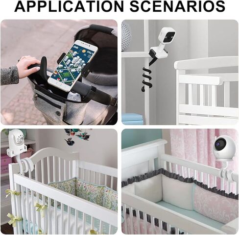 Silicone Camera Mount for Baby Monitor - Flexible Arm Bracket, Sturdy Holder for Crib/Cot/Shelves, No Tools Needed, Wall Damage-Free Installation in Saudi Arabia