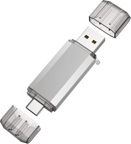 RAOYI 32GB USB C Flash Drive, 2 in 1 USB 3.0 Type C Dual OTG Metal Thumb Drive Jump Drive Memory Stick with Keychain Suitable for USB-C Smartphones, MacBook, Computers and Tablets (Silver) in Saudi Arabia