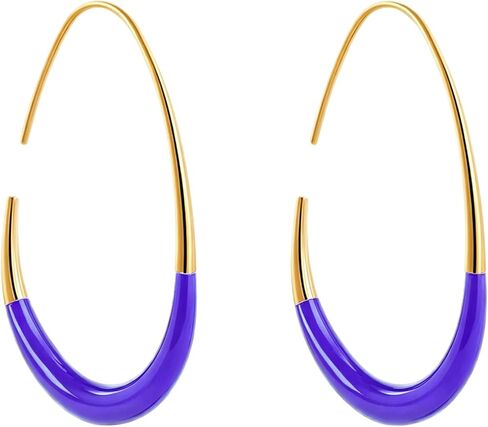 Bi&Yamigeo Teardrop Open Hoop Earrings for Women Gold Plated Enamel Coating Oval Pull Through Tear Water Drop Dangle Earring in Saudi Arabia