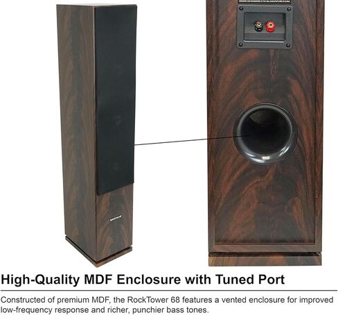 Rockville Bundle: (2) RockTower 68D Dark Wood Home Audio Tower Speakers Passive 8 Ohm (2 Items) in Saudi Arabia