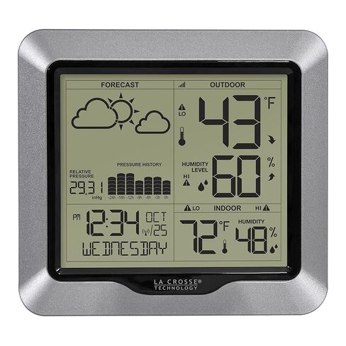 La Crosse Technology Advanced Wireless Weather Station: Dynamic Icons, Barometric Pressure, Atomic Time, Temperature/Humidity Gauge, Recording, Stylish Display, Fast Reception & Long Range (330 Feet) in Saudi Arabia