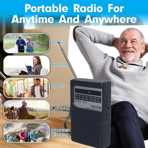راديو محمول AM/FM مع مكبر صوت، تيار متردد أو بطارية AM FM يعمل بالطاقة للسفر مع مقبس سماعة رأس 3.5 ملم وموالف التردد، وهوائي تلسكوبي in Saudi Arabia
