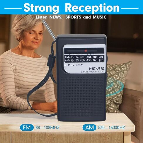 راديو محمول AM/FM مع مكبر صوت، تيار متردد أو بطارية AM FM يعمل بالطاقة للسفر مع مقبس سماعة رأس 3.5 ملم وموالف التردد، وهوائي تلسكوبي in Saudi Arabia