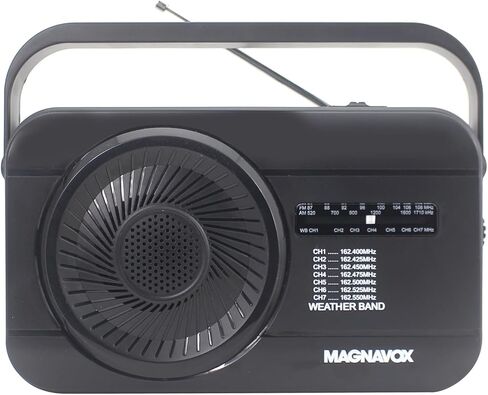 راديو الطقس Magnavox MR4181W 7 مع قنوات الطقس المخصصة وراديو AM/FM، راديو يعمل بالبطارية لحالات الطوارئ بواسطة بطاريات خلية 3X C أو طاقة تيار متردد للمنزل (غير متضمنة) in Kuwait
