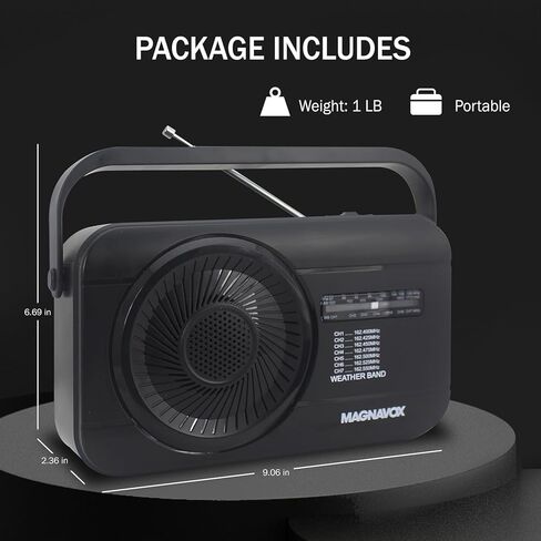راديو الطقس Magnavox MR4181W 7 مع قنوات الطقس المخصصة وراديو AM/FM، راديو يعمل بالبطارية لحالات الطوارئ بواسطة بطاريات خلية 3X C أو طاقة تيار متردد للمنزل (غير متضمنة) in Kuwait
