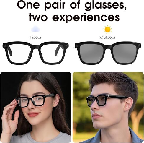 AI Smart Glasses with Camera, 8MP Camera Glasses for Men & Women, 4K HD Video Recording Glasses with AI Assistant, Object Recognition, Color-Change Lenses, Bluetooth Sunglasses for Travel/Vlog/Work in Saudi Arabia