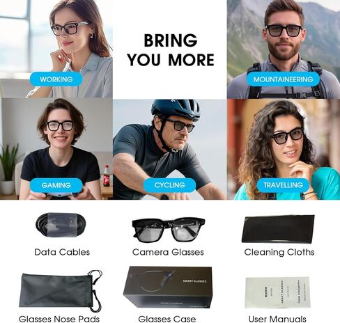 AI Smart Glasses with Camera, 8MP Camera Glasses for Men & Women, 4K HD Video Recording Glasses with AI Assistant, Object Recognition, Color-Change Lenses, Bluetooth Sunglasses for Travel/Vlog/Work in Saudi Arabia