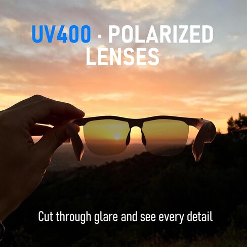 Smart Glasses, Open-Ear Audio Bluetooth Sunglasses | UV400 Polarized Lenses, Bluetooth 5.3, 8H Playtime | Adjustable Silicone Nose Pads, Hands-Free Call for Sports Driving Cycling | Men & Women in Saudi Arabia