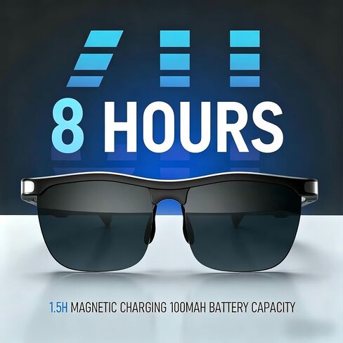 Smart Glasses, Open-Ear Audio Bluetooth Sunglasses | UV400 Polarized Lenses, Bluetooth 5.3, 8H Playtime | Adjustable Silicone Nose Pads, Hands-Free Call for Sports Driving Cycling | Men & Women in Saudi Arabia