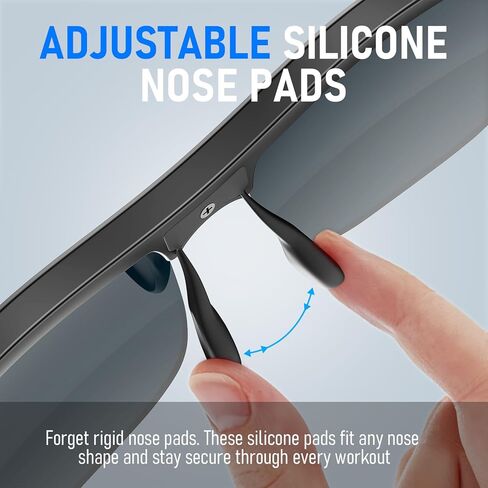 Smart Glasses, Open-Ear Audio Bluetooth Sunglasses | UV400 Polarized Lenses, Bluetooth 5.3, 8H Playtime | Adjustable Silicone Nose Pads, Hands-Free Call for Sports Driving Cycling | Men & Women in Saudi Arabia