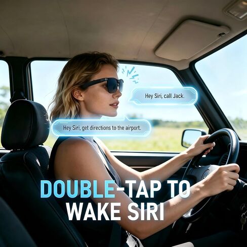 Smart Glasses, Open-Ear Audio Bluetooth Sunglasses | UV400 Polarized Lenses, Bluetooth 5.3, 8H Playtime | Adjustable Silicone Nose Pads, Hands-Free Call for Sports Driving Cycling | Men & Women in Saudi Arabia