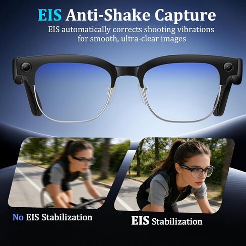 AI Smart Glasses with Camera, 8MPW Anti-Shake Bluetooth Camera Glasses, 1080P Video Recording Dual Mic Noise Reduction, Real Time Translation&Simultaneous Interpretation, 290mAh Capacity(W630) in Saudi Arabia